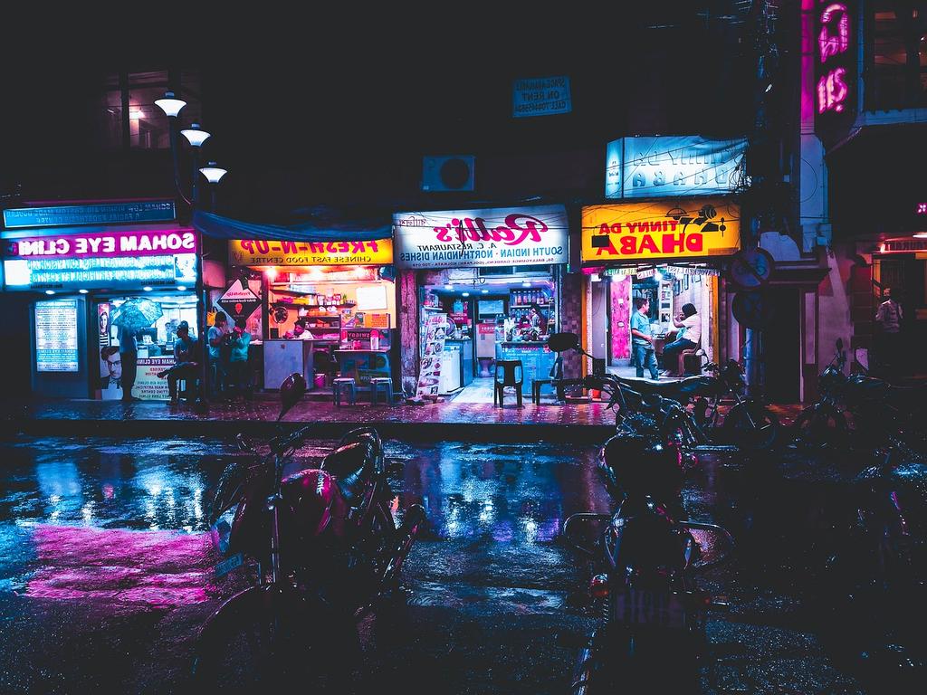 City street with shops representing store location planning