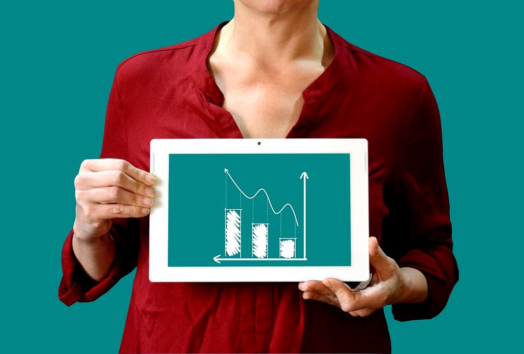 Income data report charts on a desk